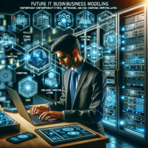 Faisal Javed working on future IT Biz modelling. Data centre layers, reflecting modern storage, Network, Compute, End User Compute.