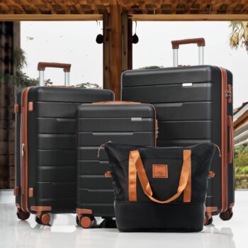 Luggage Sets 4 Piece Carry On Luggage Suitcase Set with 360° Spinner Wheels