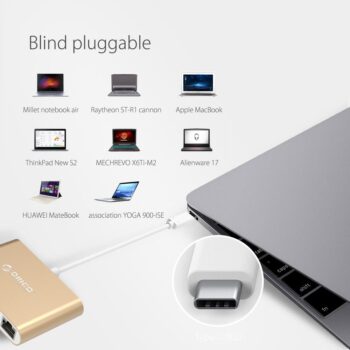 ORICO Aluminum Type-C to VGA/HDMI/RJ45/Type-C/Type-A Converter USB3.1 Gen1 with 2 USB3.0 Ports for Mac(RCNB)