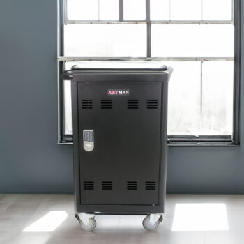 Mobile Charging Cart and Cabinet for Tablets Laptops 30-Device With Combination Lock Black