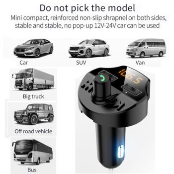 Car FM Transmitter Bluetooth 5.0 Car Mp3 Player Smart Chip T66