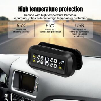 Smart Car TPMS Tire Pressure Monitoring System Solar Power Digital TMPS LCD Display USB Auto Tire Pressure Sensor