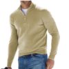 New autumn long sleeved V-neck wool zipper men's casual top polo shirt
