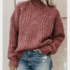 Women's sweater high neck Fried Dough Twists knitting top pullover