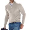 New autumn long sleeved V-neck wool zipper men's casual top polo shirt