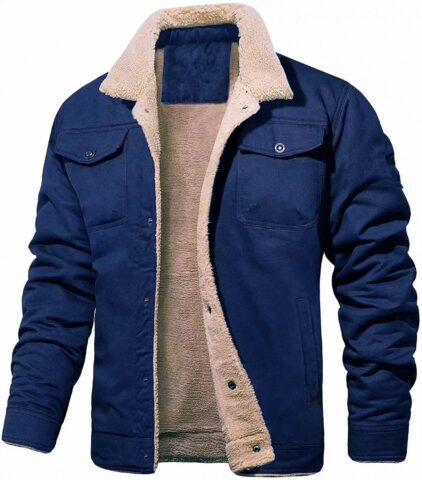 Men's jacket with plush cotton fabric, casual jacket, men's jacket