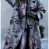 New women's long sleeved lapel jacket printed woolen long coat