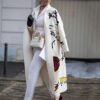 New women's long sleeved lapel jacket printed woolen long coat