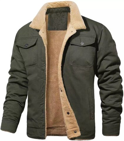 Men's jacket with plush cotton fabric, casual jacket, men's jacket