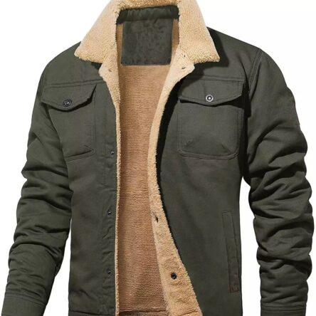 Men's jacket with plush cotton fabric, casual jacket, men's jacket