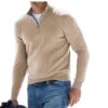 New autumn long sleeved V-neck wool zipper men's casual top polo shirt