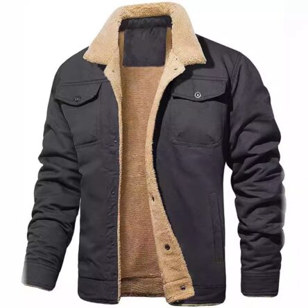 Men's jacket with plush cotton fabric, casual jacket, men's jacket