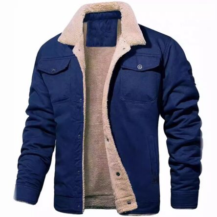 Men's jacket with plush cotton fabric, casual jacket, men's jacket