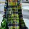 New women's long sleeved lapel jacket printed woolen long coat