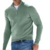 New autumn long sleeved V-neck wool zipper men's casual top polo shirt