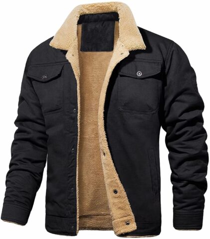 Men's jacket with plush cotton fabric, casual jacket, men's jacket