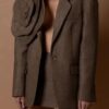 Retro three-dimensional flower loose design with one button solid color suit jacket for women