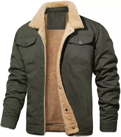 New men's plush cotton workwear casual jacket for spring and autumn seasons, men's jacket