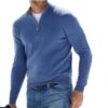 New autumn long sleeved V-neck wool zipper men's casual top polo shirt