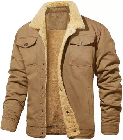 New men's plush cotton workwear casual jacket for spring and autumn seasons, men's jacket
