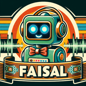 My Funny ChatBot and AudioBOT in a 1970 banner style, his name is Faisal