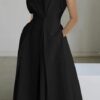 Commuter fashion solid color V-neck women's button up large hem dress