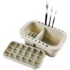 Multifunction Brush Basin Holder and Organizer Kit Paint Brush Basin with Tray Palette Lid for Oil Painting