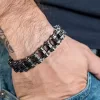 Punk jewelry European and American titanium steel men's bracelet rolling bicycle bracelet stainless steel motorcycle chain non-fading bracelet