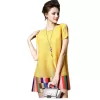 Pleated round neck short-sleeved loose pleated ethnic style commuting pleated top