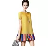 Pleated round neck short-sleeved loose pleated ethnic style commuting pleated top