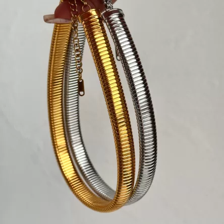 INS Titanium Steel Gypsy Elastic Choker Gold and Silver Necklace