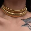 INS Titanium Steel Gypsy Elastic Choker Gold and Silver Necklace