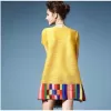 Pleated round neck short-sleeved loose pleated ethnic style commuting pleated top