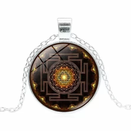 Sacred Sri Lankan Yantra Necklace for Women Versatile Time Gemstone Pendant Retro Sweater Chain