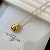 French retro European and American niche design egg-shaped water drop pendant necklace minimalist advanced cold style silver egg