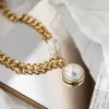 Exaggerated Gold Color Thick Chain Big Imitation Pearl Necklace Fashionable Design Neck Jewelry Collarbone Chain Women