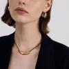 Personalized trendy design stainless steel curved tube snake bone chain necklace jewelry
