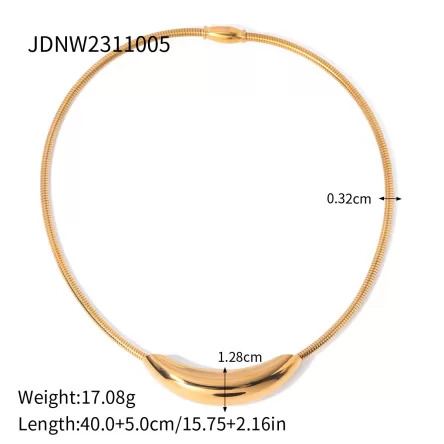 Personalized trendy design stainless steel curved tube snake bone chain necklace jewelry