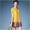 Pleated round neck short-sleeved loose pleated ethnic style commuting pleated top
