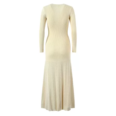 Apricot temperament fashionable slim fit slit knit dress - Faisal Store