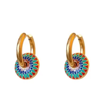 Retro painted daisy patterned titanium steel non fading jewelry set for women's necklaces