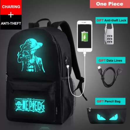 Student School Backpack Anime Luminous USB Charge Laptop Computer Backpack For Teenager Anti-theft Boys School Bag