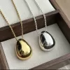 French retro European and American niche design egg-shaped water drop pendant necklace minimalist advanced cold style silver egg