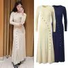 Apricot temperament fashionable slim fit slit knit dress - Faisal Store