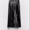 Women's beaded midi skirt with sequin half skirt
