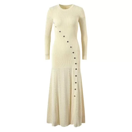 Apricot temperament fashionable slim fit slit knit dress - Faisal Store