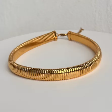 INS Titanium Steel Gypsy Elastic Choker Gold and Silver Necklace
