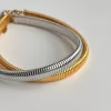 INS Titanium Steel Gypsy Elastic Choker Gold and Silver Necklace