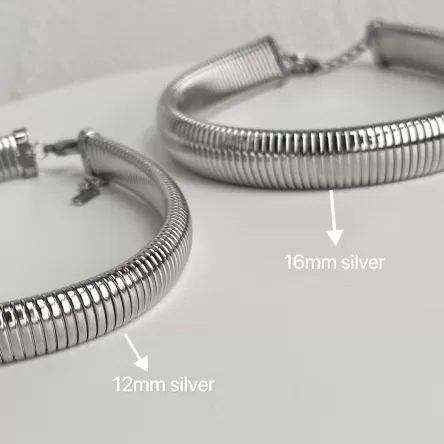INS Titanium Steel Gypsy Elastic Choker Gold and Silver Necklace