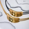 Personalized trendy design stainless steel curved tube snake bone chain necklace jewelry